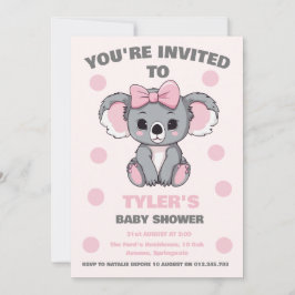 Rosa Baby Koala Bear Inbjudningar