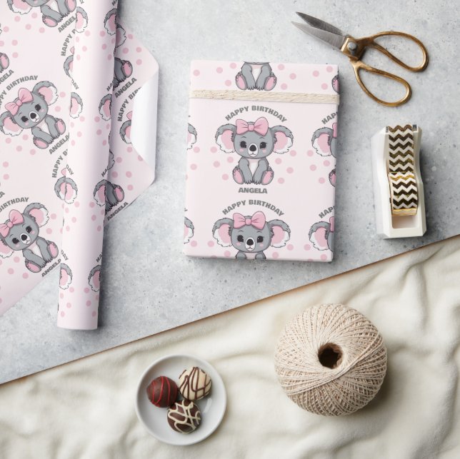 Rosa Baby Koala Bear Presentpapper (Hantverk)