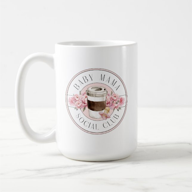 Rosa Baby Mamma Social Klubb Kaffemugg (Vänster)