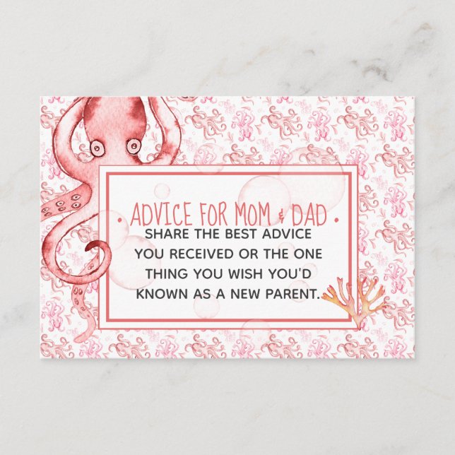 Rosa Baby Octopus Baby Shower Adress for Mamma & P Rådkort (Framsida)