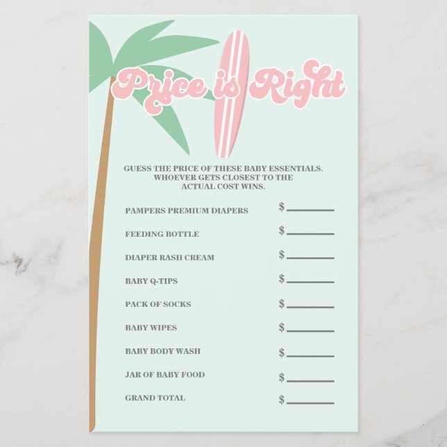 Rosa Baby ombord på babyskor Gissa Höger Pris Flygblad (Framsidan)