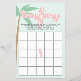 Rosa Baby ombord på Surfing Baby Shower Bingo Flye Flygblad