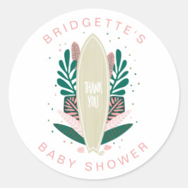 Rosa Baby ombord på Tack Classic Round Sticker Runt Klistermärke