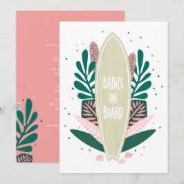 Rosa Baby ombord på Twillingar, babyskor Inbjudningar