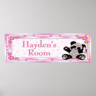 Rosa Baby Panda Anpassade Room Namn Poster