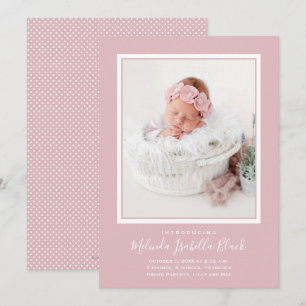 Rosa Baby Photo Tillkännagivande för födelse
