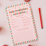 Rosa Baby Predications-spel för babyskor i julklap<br><div class="desc">Gör din bebisdusch oförglömlig med vår Personlig Rosa, Baby Predictions Game! Perfekt för ett tema för babyduschen i Santa Baby, det här roligt babyduschspelet ger dig en fin beröring till firande. Idealisk för jultemade babyduschidéer, är det ett underbart tillägg till dina idéer om babyduschar i december. Njut av julbabyduschens roligt...</div>