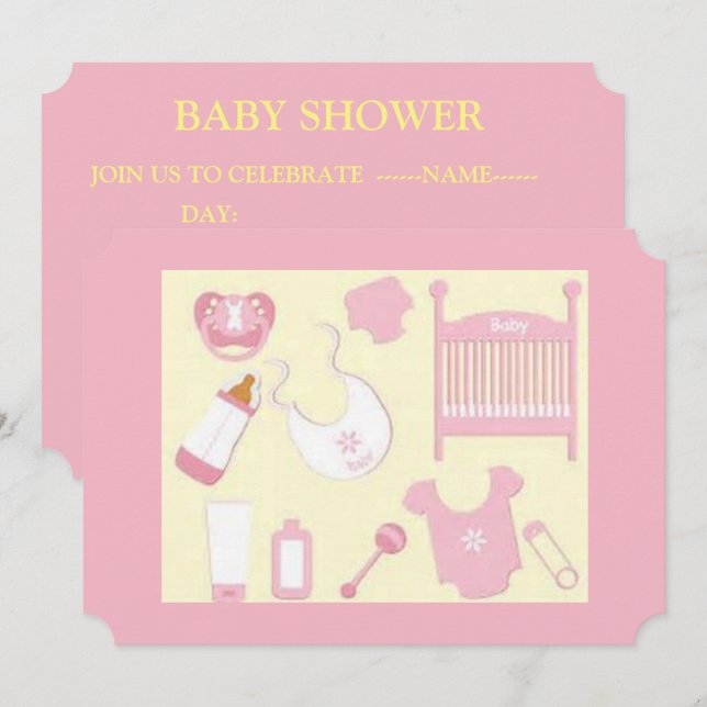 ROSA BABY SAKER BABY SHOWER INBJUDAN (Fram/baksida)