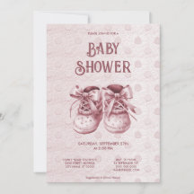 Rosa Baby Shoes Baby Shower-inbjudan