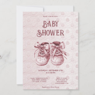 Rosa Baby Shoes Baby Shower-inbjudan Inbjudningar