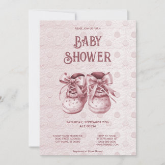 Rosa Baby Shoes Baby Shower-inbjudan Inbjudningar