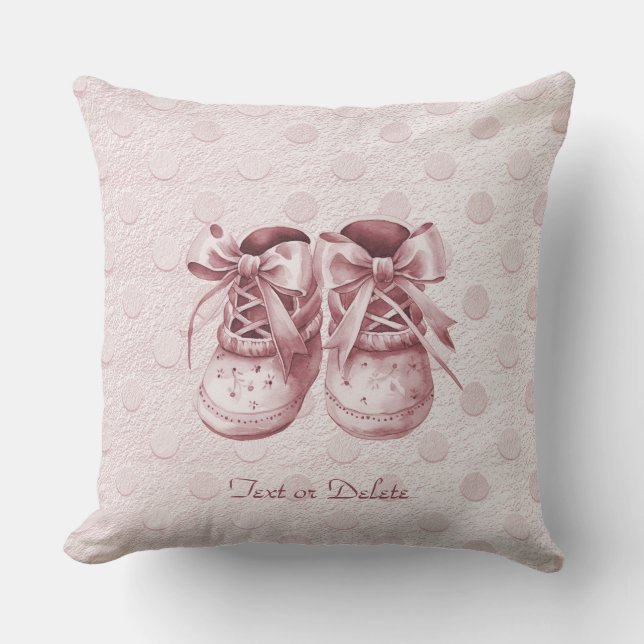 Rosa Baby Shoes Dekorativ kudde (Framsida)