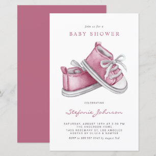 Rosa Baby Shoes Det är en inbjudan till en liten b