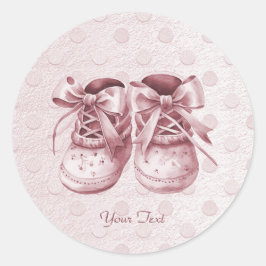 Rosa Baby Shoes Sticker Runt Klistermärke