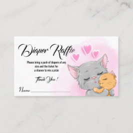 Rosa Baby Shower biljett, Cat Diaper Raffle-spel Placeringskort