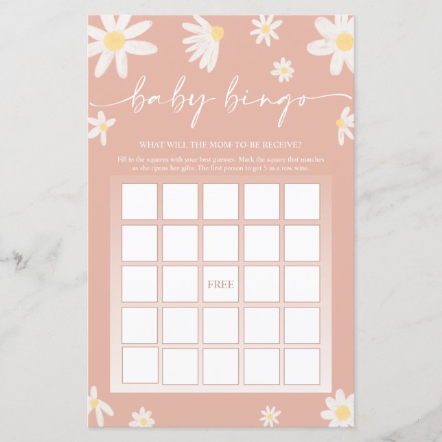 Rosa Baby Shower Bingo-spel   (Framsida)