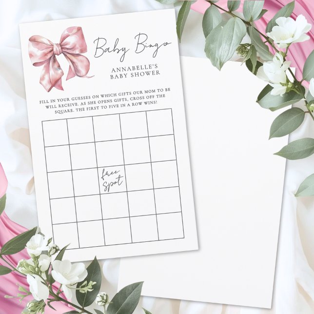 Rosa baby shower-bingospel för bebis (Pink Bowl Baby Shower Bingo Game)