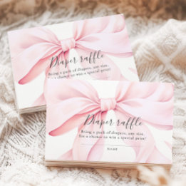 Rosa baby shower blöja lotteri med rosett tilläggskort