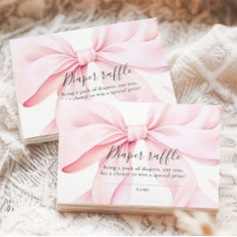 Rosa baby shower blöja lotteri med rosett tilläggskort