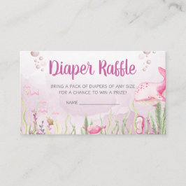 Rosa Baby Shower Blöja Lotteri Under Havet Tilläggskort