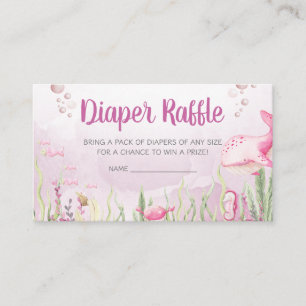 Rosa Baby Shower Blöja Lotteri Under Havet Tilläggskort
