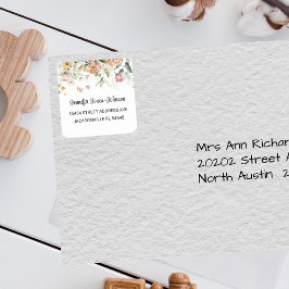  Rosa Baby Shower Blommigt Adress Fyrkantigt Klistermärke