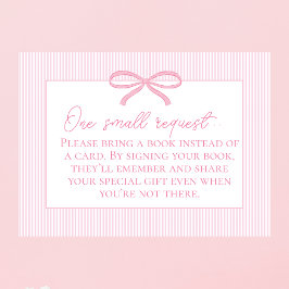 Rosa baby shower-bok med rosett tilläggskort