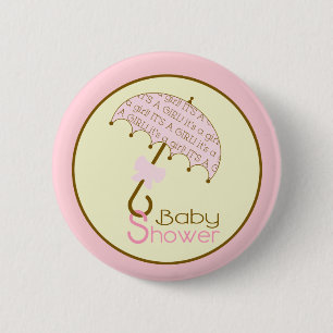 Rosa Baby Shower Button - Paraply Knapp