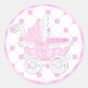 Rosa Baby Shower Cuppie Toppers Stickers Runt Klistermärke