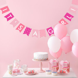 Rosa Baby Shower Det är en flicka Vimplar