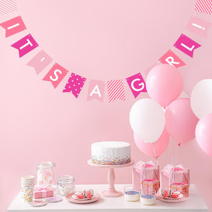 Rosa Baby Shower Det är en flicka Vimplar