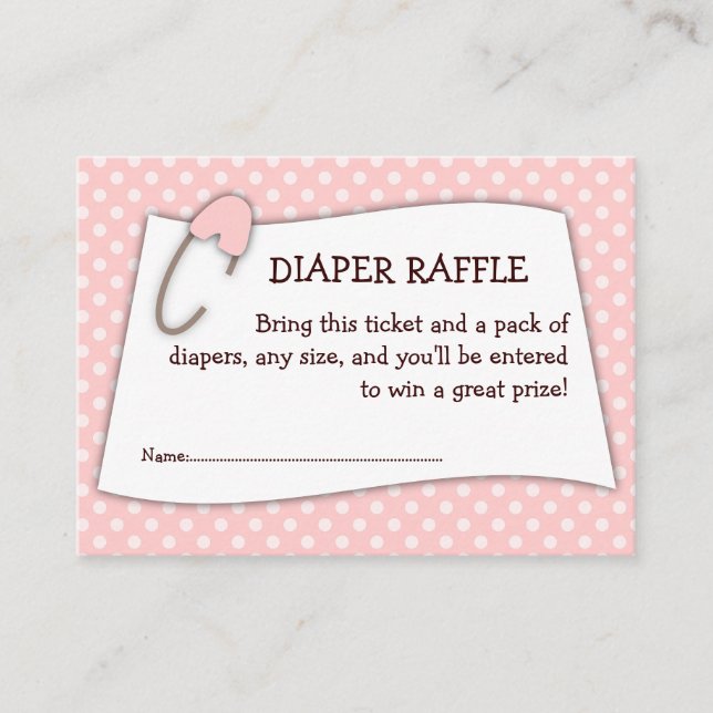 Rosa Baby Shower Diaper Raffle Biljett Infoga Tilläggskort (Framsida)