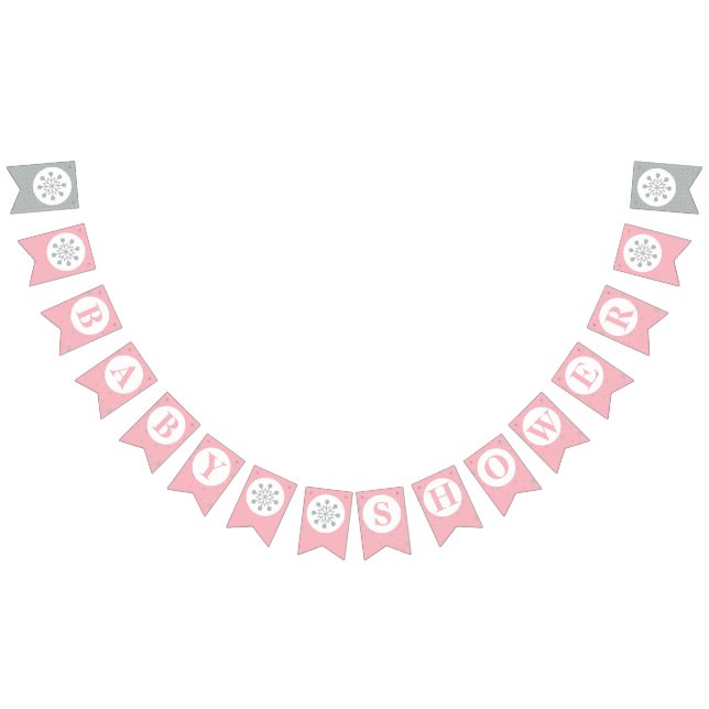 Rosa baby shower flaggor - Flickebarnsbarnsbad (Alla)