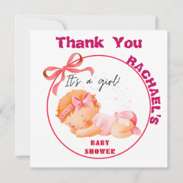 Rosa Baby Shower, Flicka Shower Tack Kort