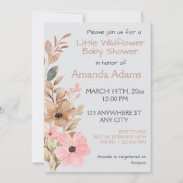 Rosa Baby Shower för en liten Wildblomma Inbjudningar
