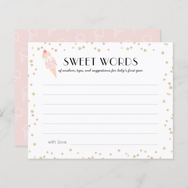 Rosa Baby Shower för Flickor med Glass Tema Visdom (Fram/baksida)