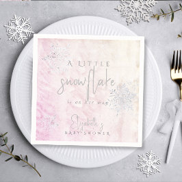 Rosa Baby Shower för liten snöflingor, fryst Pappersservett