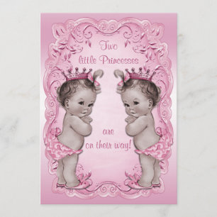 Rosa baby shower för vintagePrincess Koppla samman Inbjudningar
