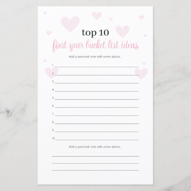 Rosa Baby Shower Game Advice för Baby första året (Framsida)