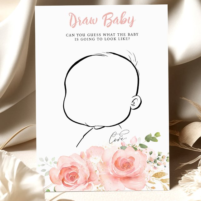 Rosa Baby Shower Game Draw Baby Roligt Reveal Part (Skapare uppladdad)