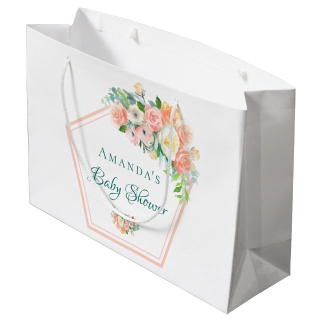  Rosa Baby Shower geometric blommigt koppar (Baksidan Vinklad)