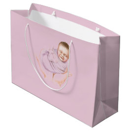 Rosa Baby Shower Gift Bag - Personlig Namn