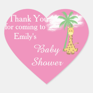 Rosa baby shower giraff tack vare klistermärken