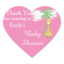 Rosa baby shower giraff tack vare klistermärken