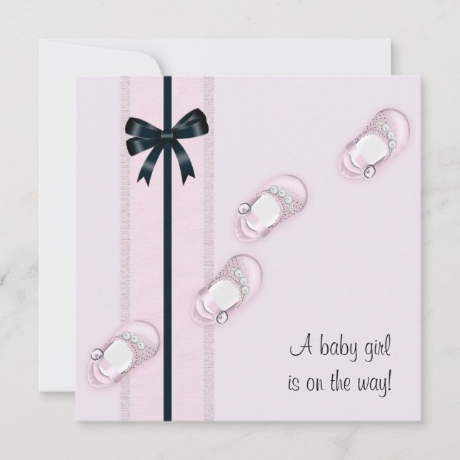 Rosa Baby Shower Girl Baby Shower Inbjudningar (Framsida)