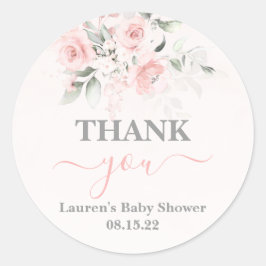  Rosa Baby Shower Girl Classic Round Sticker Runt Klistermärke