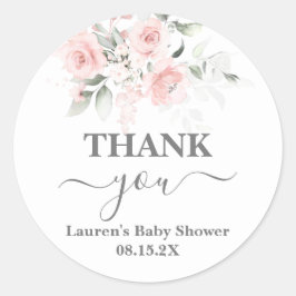  Rosa Baby Shower Girl Classic Round Sticker Runt Klistermärke