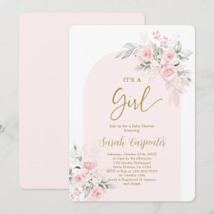  Rosa Baby Shower Girl-inbjudan Inbjudningar
