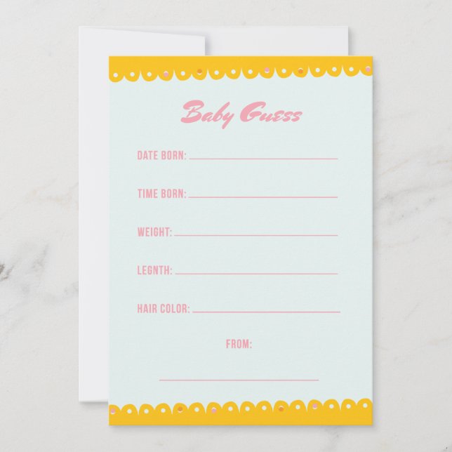 Rosa Baby Shower-gissning Inbjudningar (Framsida)