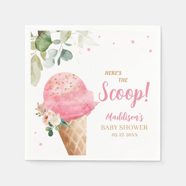 Rosa Baby Shower Glassering  Pappersservett (Framsidan)